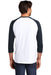 District DM136 Mens Perfect Tri 3/4 Sleeve Crewneck T-Shirt White/New Navy Blue Back