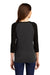 District DM136L Womens Perfect Tri 3/4 Sleeve Crewneck T-Shirt Black Frost/Black Back