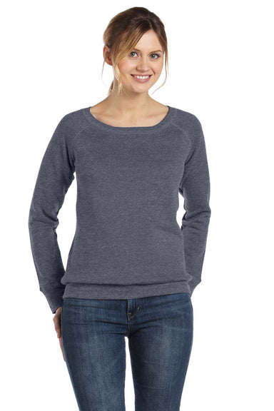 Bella + Canvas 7501 Womens Sponge Fleece Wide Neck Sweatshirt Heather Deep Grey Front