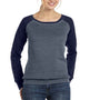 Bella + Canvas Womens Sponge Fleece Wide Neck Sweatshirt - Heather Deep Grey/Navy Blue - Closeout