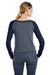 Bella + Canvas 7501 Womens Sponge Fleece Wide Neck Sweatshirt Heather Deep Grey/Navy Blue Back