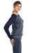 Bella + Canvas 7501 Womens Sponge Fleece Wide Neck Sweatshirt Heather Deep Grey/Navy Blue Side