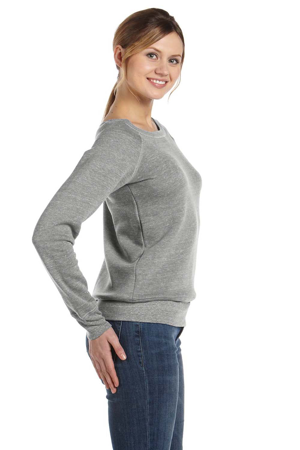 Bella + Canvas 7501 Womens Sponge Fleece Wide Neck Sweatshirt Light Grey Marble Side