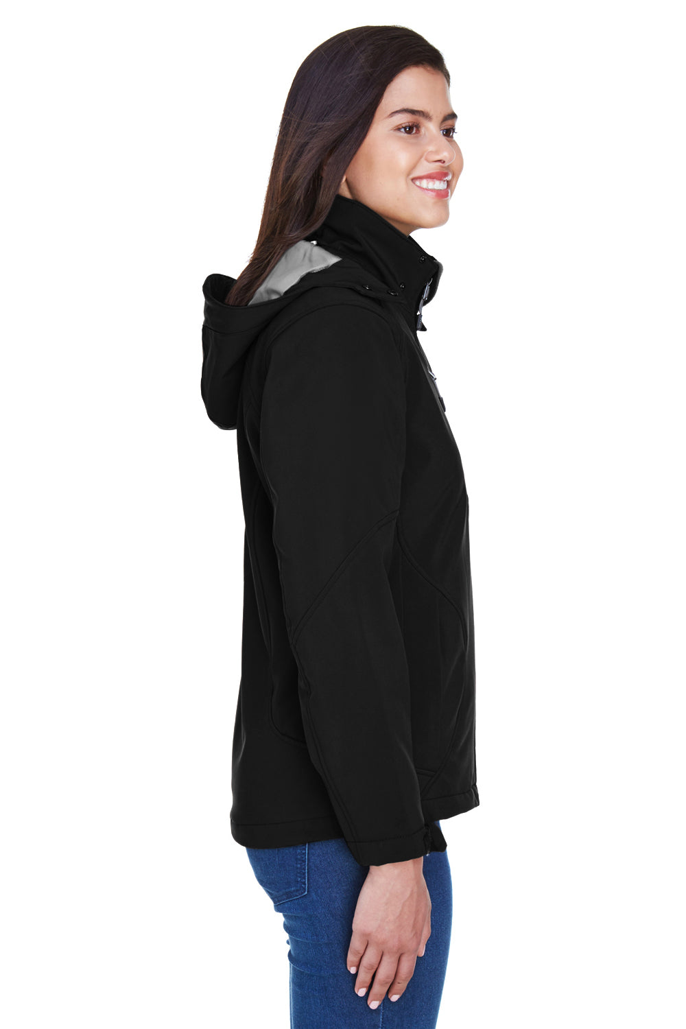 North End 78080 Womens Glacier Water Resistant Full Zip Hooded Jacket Black Side