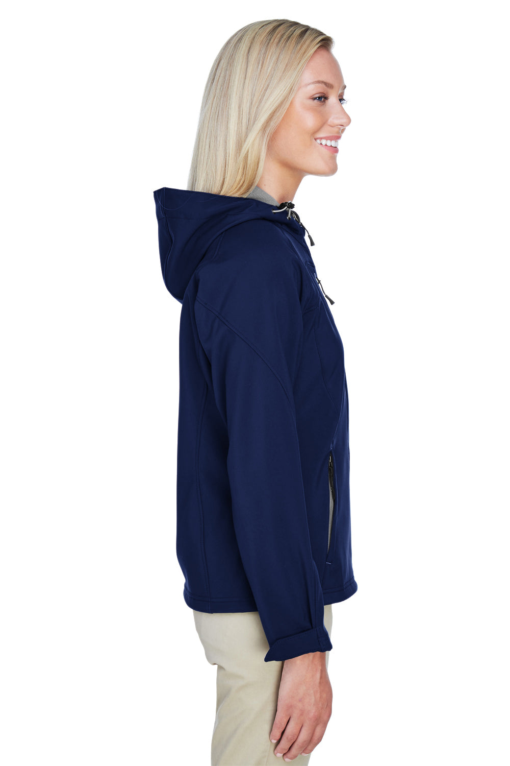 North End 78166 Womens Prospect Water Resistant Full Zip Hooded Jacket Navy Blue Side