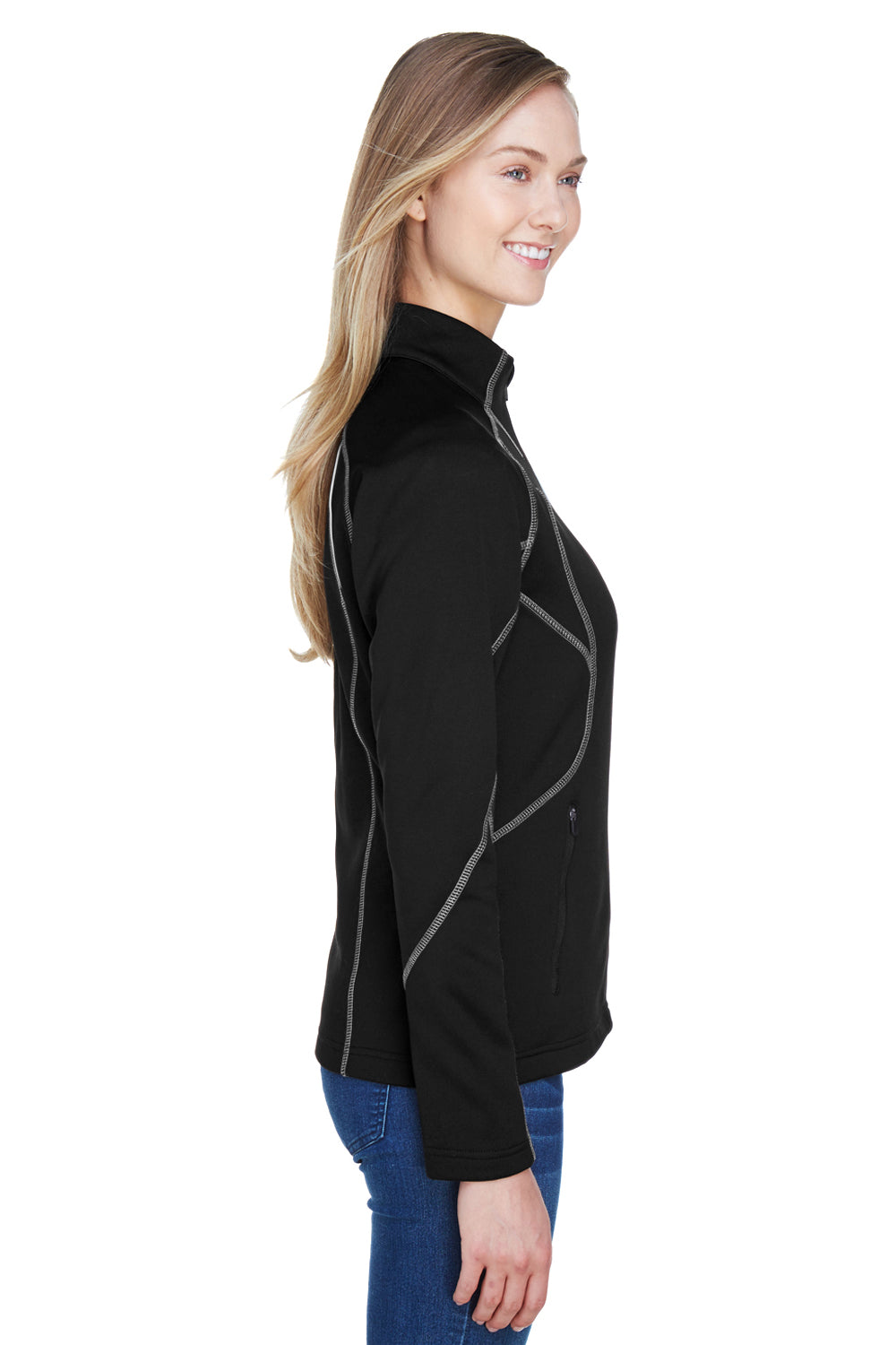 North End 78174 Womens Gravity Performance Moisture Wicking Full Zip Fleece Jacket Black Side