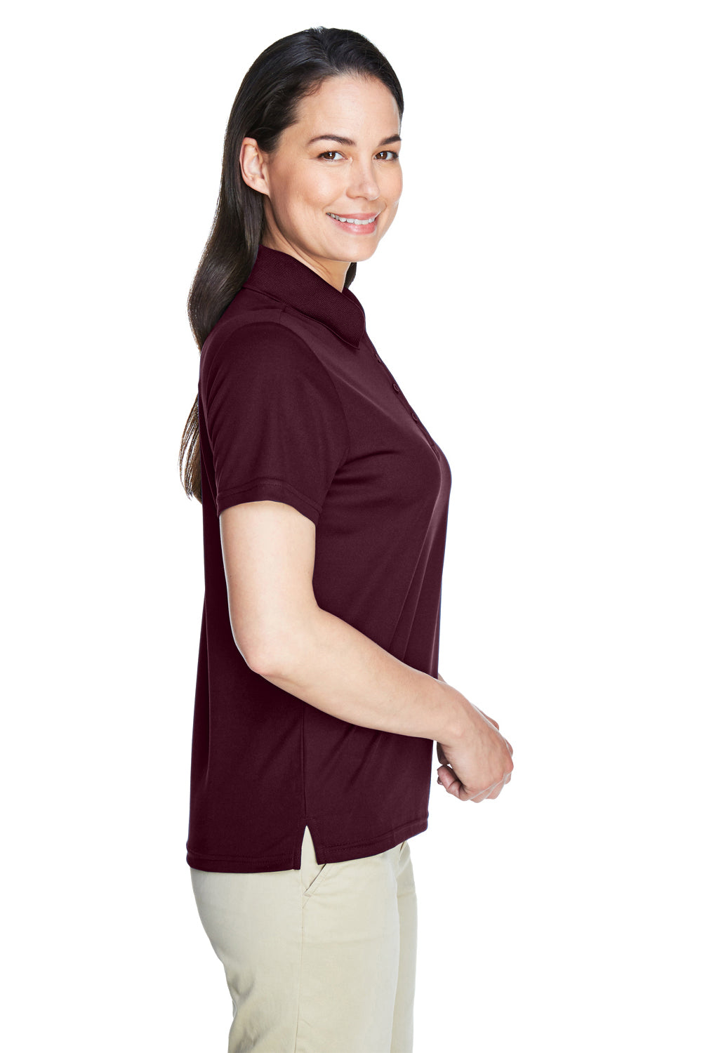 Core 365 78181 Womens Origin Performance Moisture Wicking Short Sleeve Polo Shirt Burgundy Side