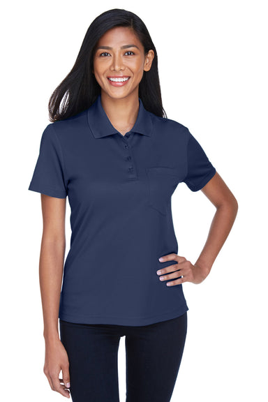 Core 365 78181P Womens Origin Performance Moisture Wicking Short Sleeve Polo Shirt w/ Pocket Navy Blue Front
