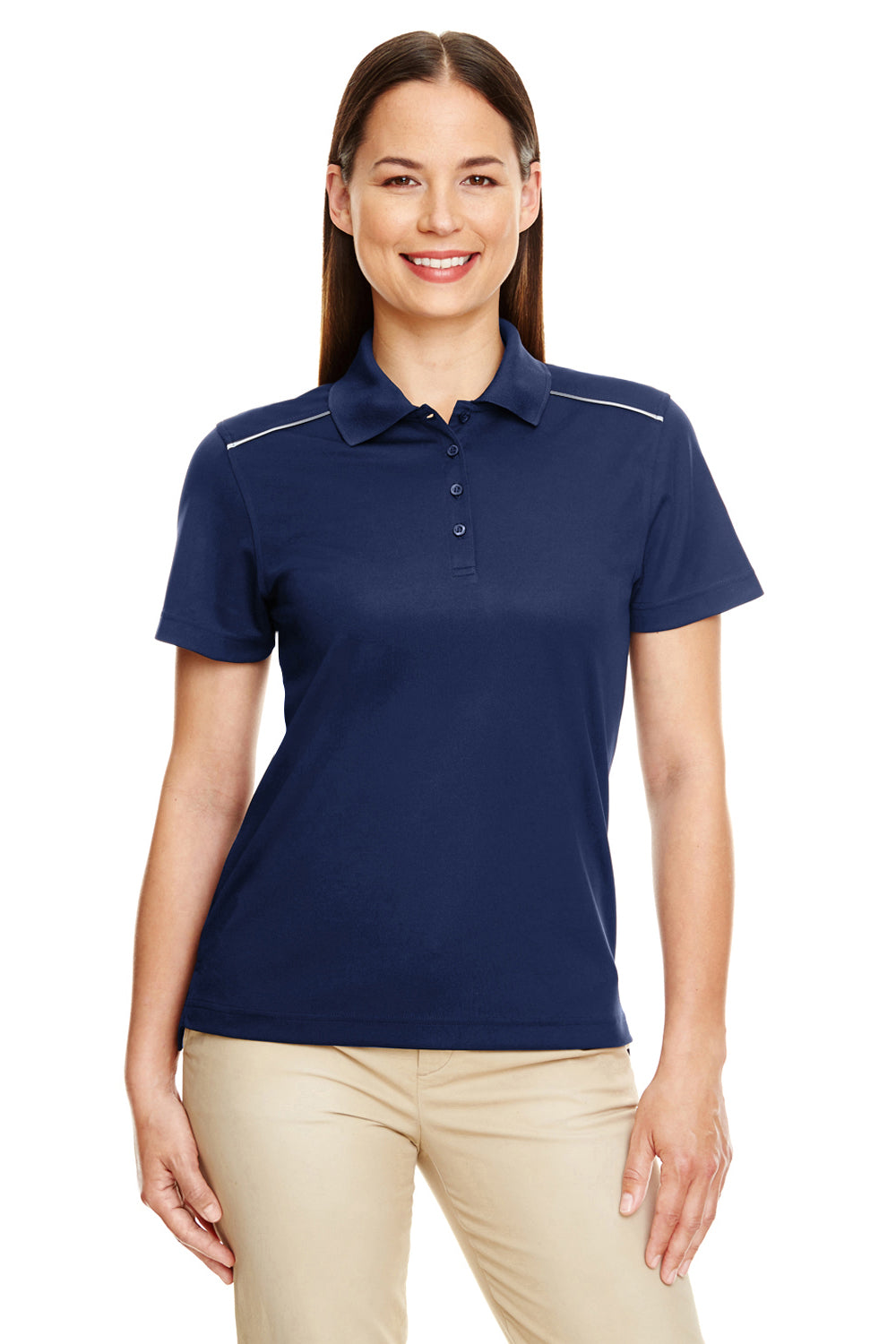 Core 365 78181R Womens Radiant Performance Moisture Wicking Short Sleeve Polo Shirt Navy Blue Front