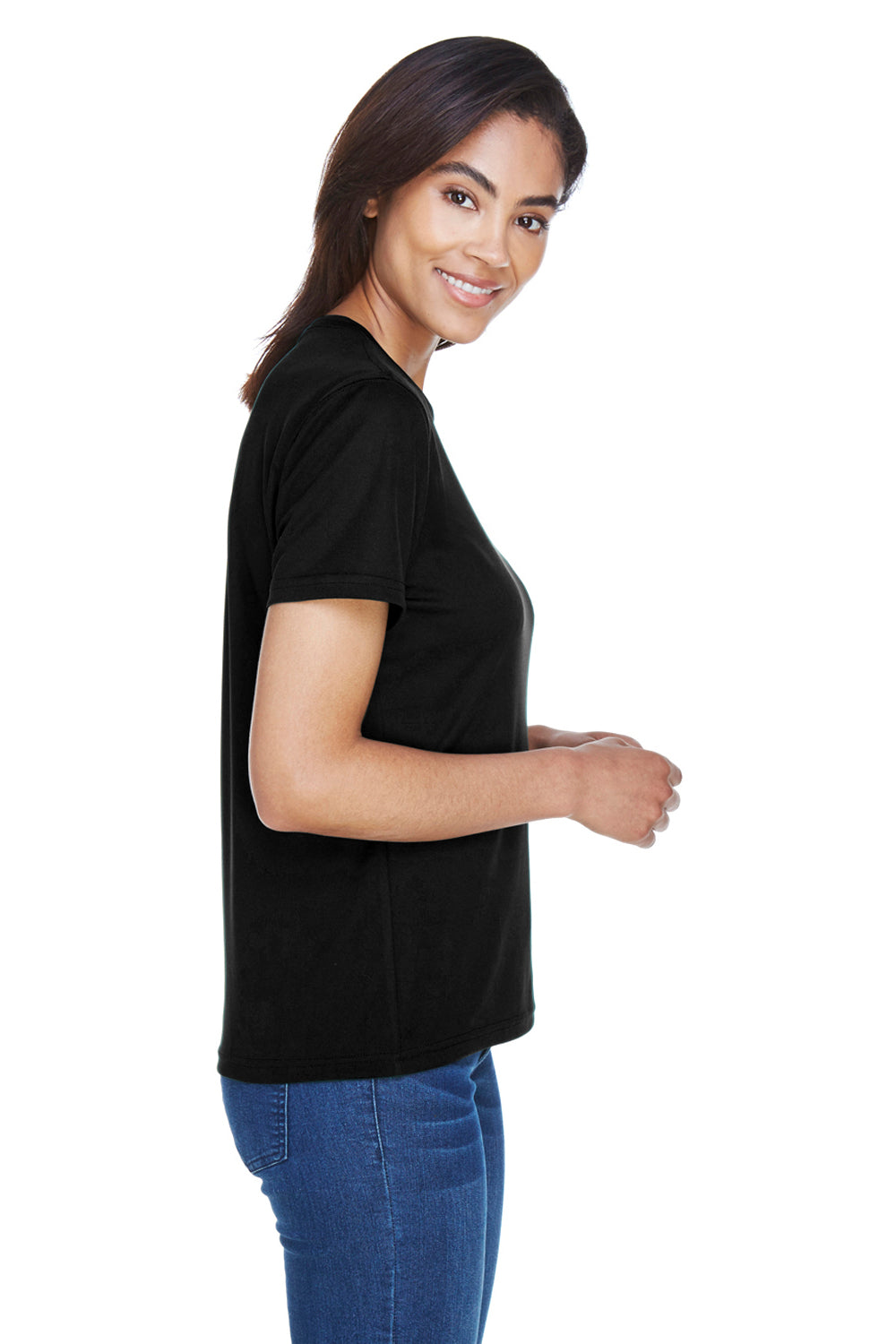 Core 365 78182 Womens Pace Performance Moisture Wicking Short Sleeve Crewneck T-Shirt Black Side
