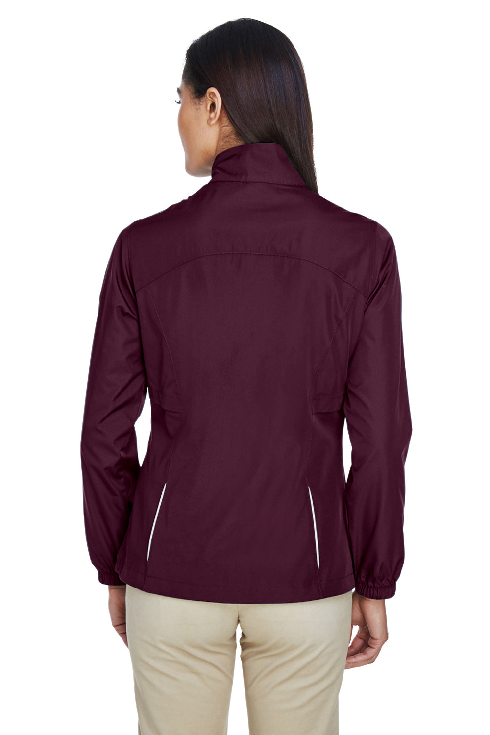 Core 365 78183 Womens Motivate Water Resistant Full Zip Jacket Burgundy Back