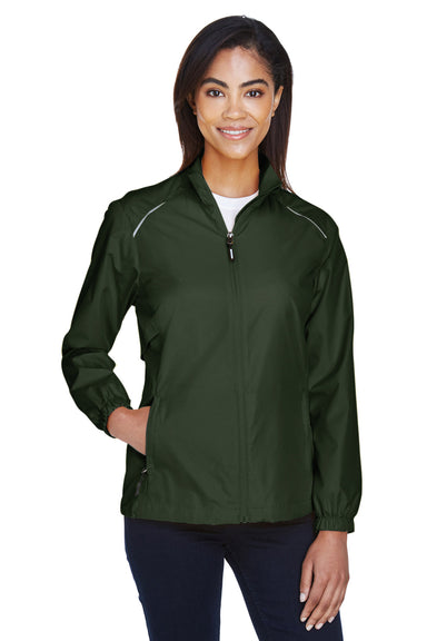 Core 365 78183 Womens Motivate Water Resistant Full Zip Jacket Forest Green Front