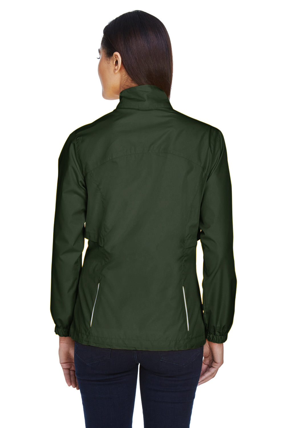 Core 365 78183 Womens Motivate Water Resistant Full Zip Jacket Forest Green Back