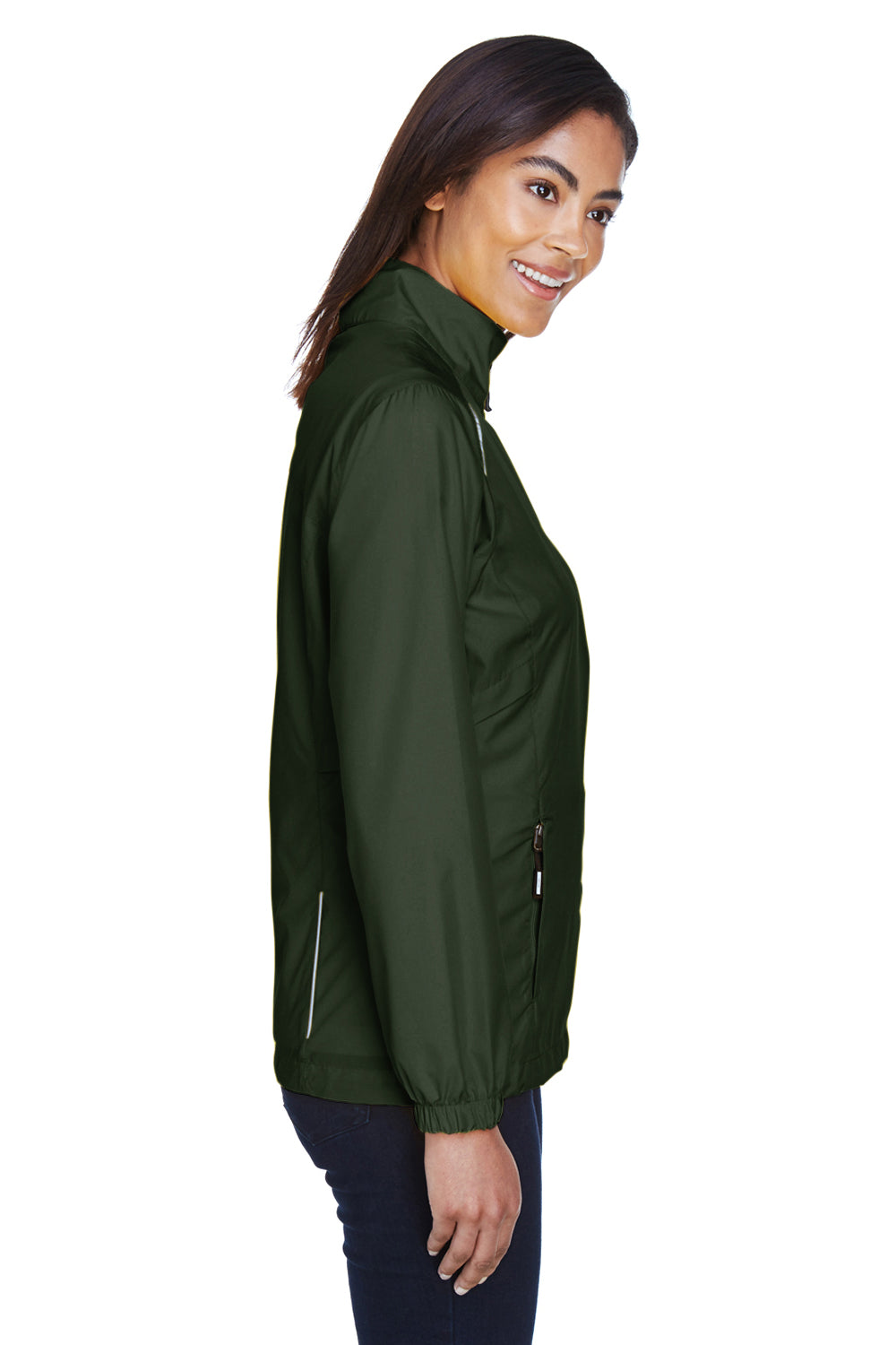 Core 365 78183 Womens Motivate Water Resistant Full Zip Jacket Forest Green Side