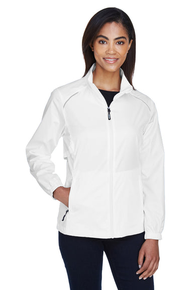 Core 365 78183 Womens Motivate Water Resistant Full Zip Jacket White Front