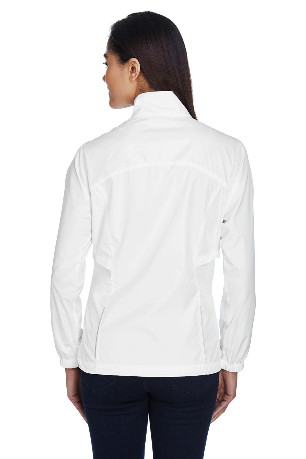 Core 365 78183 Womens Motivate Water Resistant Full Zip Jacket White Back