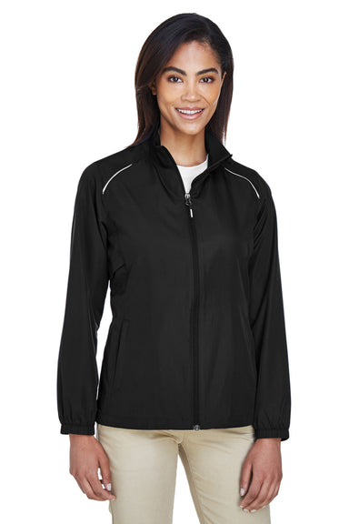 Core 365 78183 Womens Motivate Water Resistant Full Zip Jacket Black Front