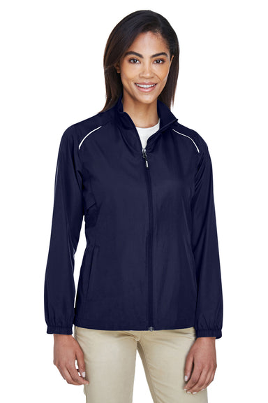 Core 365 78183 Womens Motivate Water Resistant Full Zip Jacket Navy Blue Front