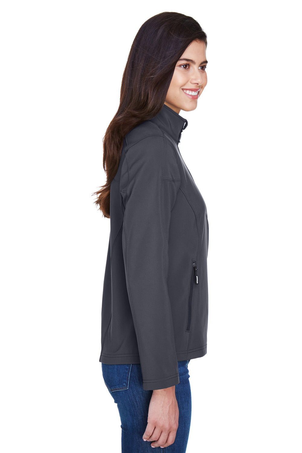Core 365 78184 Womens Cruise Water Resistant Full Zip Jacket Carbon Grey Side