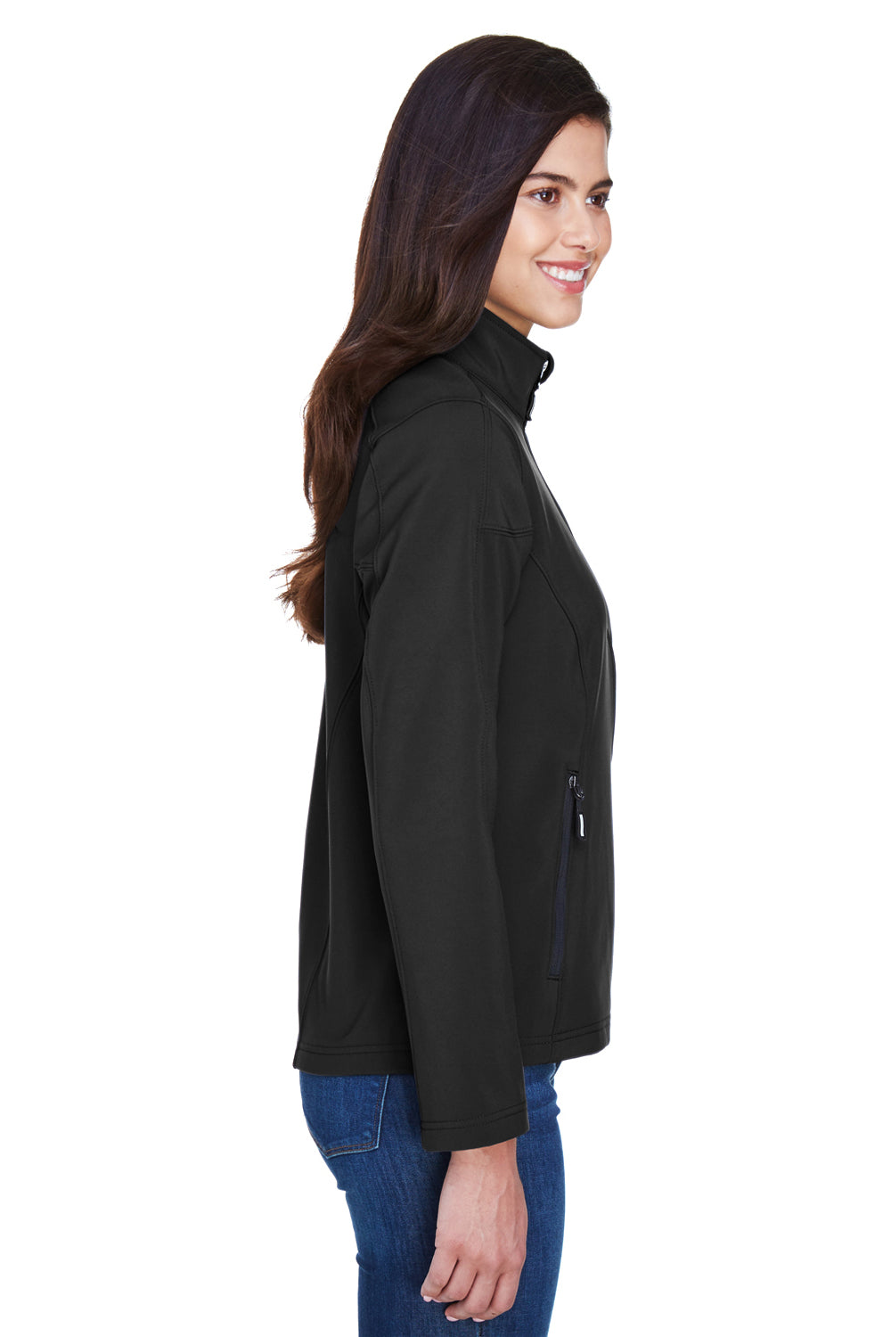 Core 365 78184 Womens Cruise Water Resistant Full Zip Jacket Black Side
