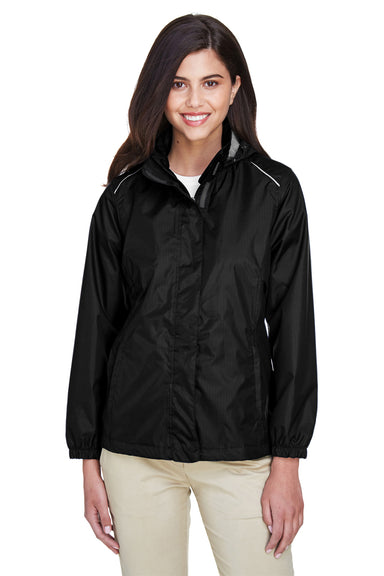 Core 365 78185 Womens Climate Waterproof Full Zip Hooded Jacket Black Front