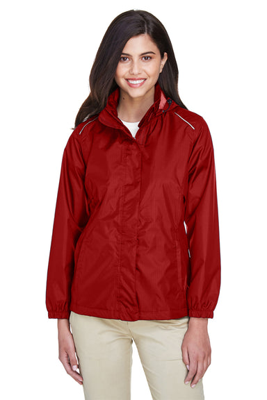 Core 365 78185 Womens Climate Waterproof Full Zip Hooded Jacket Red Front