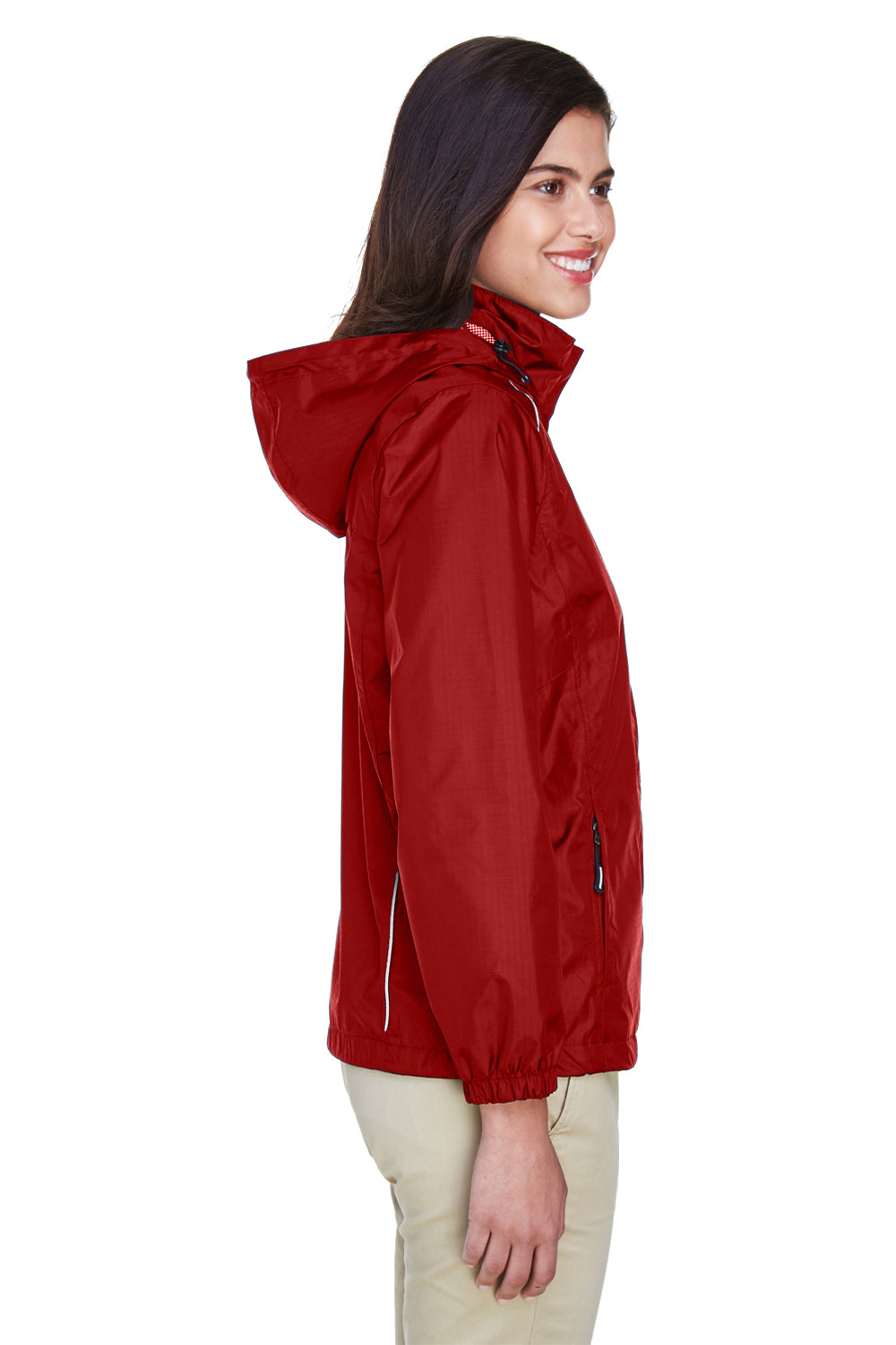 Core 365 78185 Womens Climate Waterproof Full Zip Hooded Jacket Red Side