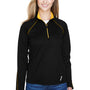 North End Womens Radar Performance Moisture Wicking 1/4 Zip Sweatshirt - Black/Campus Gold - Closeout