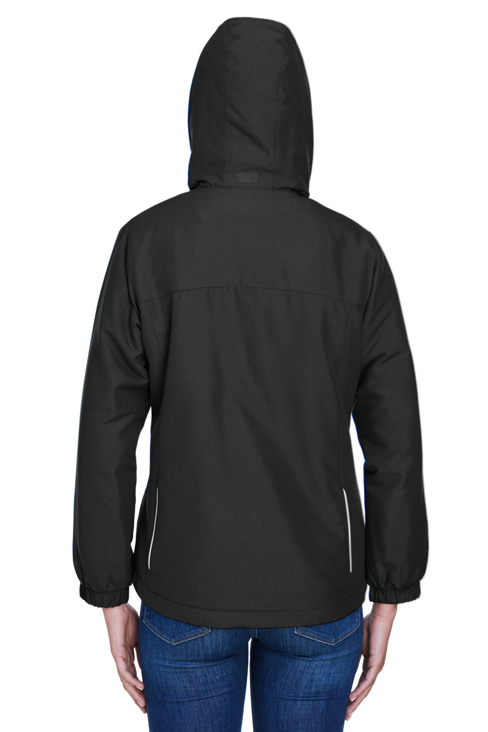 Core 365 78189 Womens Brisk Full Zip Hooded Jacket Black Back