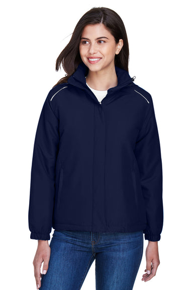 Core 365 78189 Womens Brisk Full Zip Hooded Jacket Navy Blue Front
