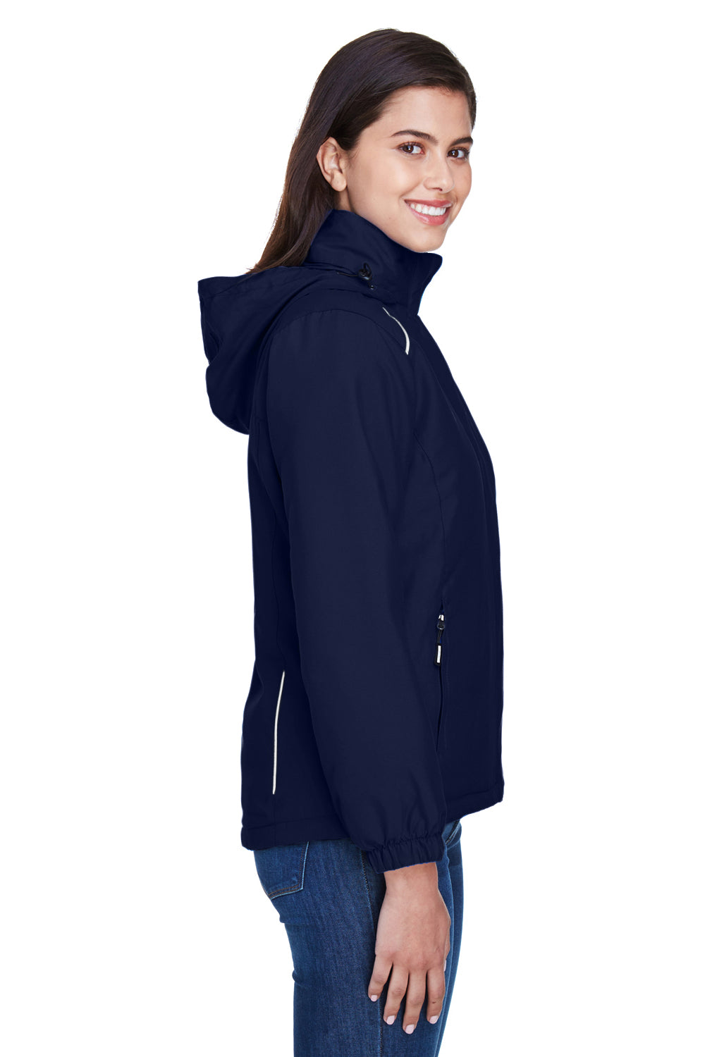 Core 365 78189 Womens Brisk Full Zip Hooded Jacket Navy Blue Side