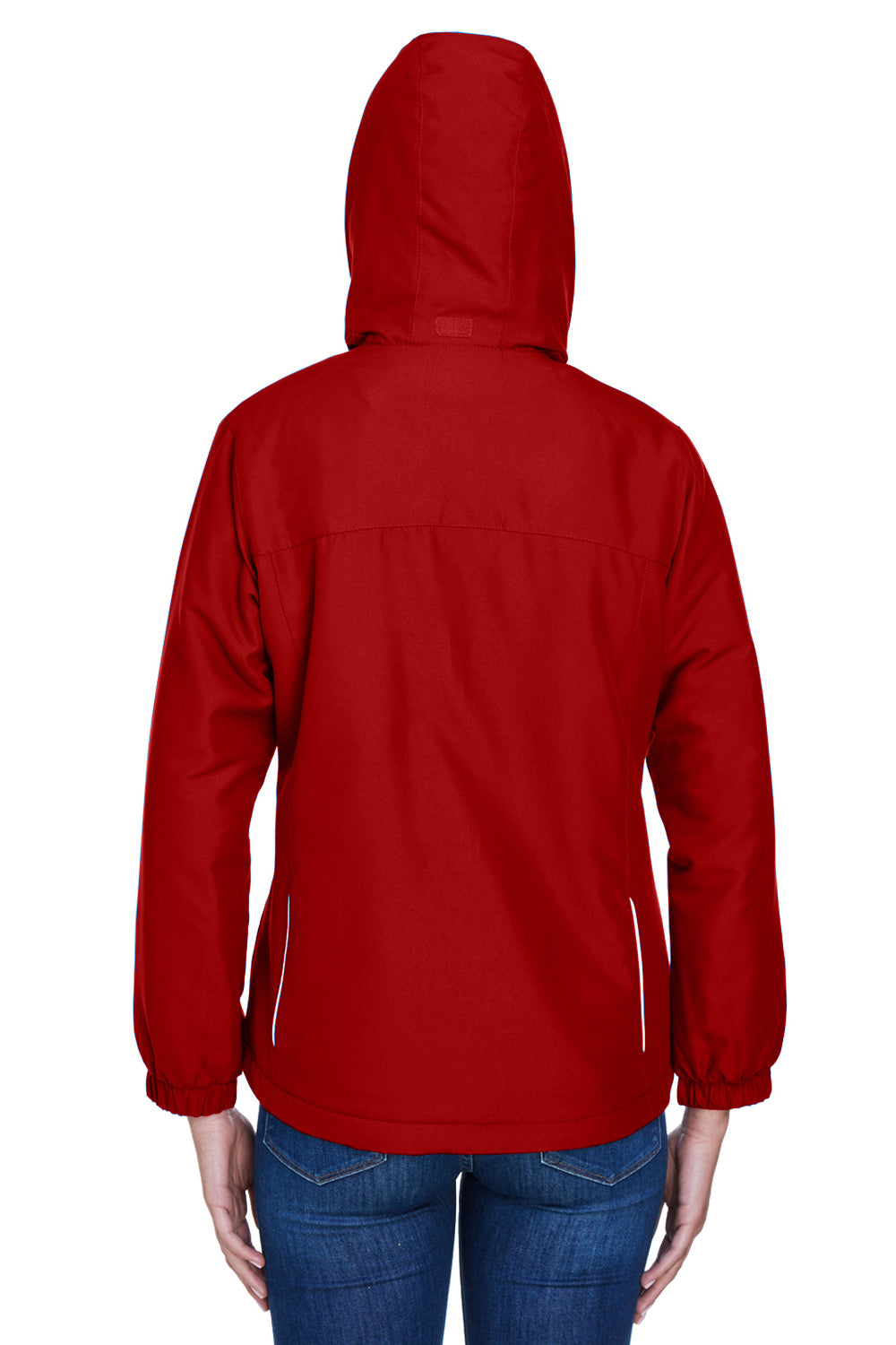 Core 365 78189 Womens Brisk Full Zip Hooded Jacket Red Back