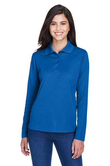 Core 365 78192 Womens Pinnacle Performance Moisture Wicking Long Sleeve Polo Shirt Royal Blue Front
