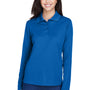 Core 365 Womens Pinnacle Performance Moisture Wicking Long Sleeve Polo Shirt - True Royal Blue