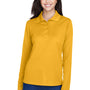 Core 365 Womens Pinnacle Performance Moisture Wicking Long Sleeve Polo Shirt - Campus Gold