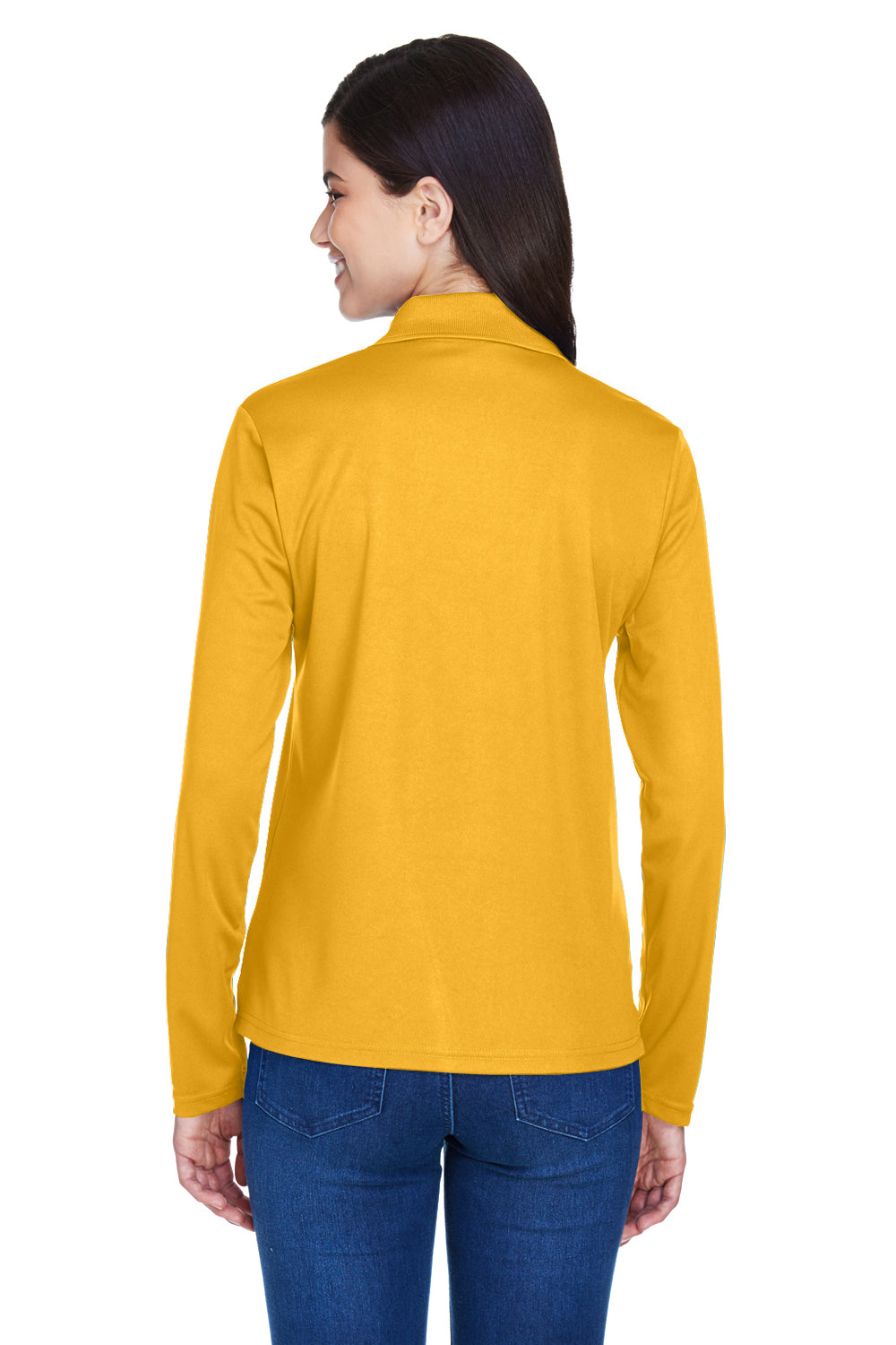 Core 365 78192 Womens Pinnacle Performance Moisture Wicking Long Sleeve Polo Shirt Gold Back