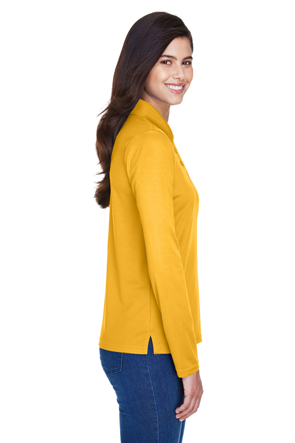 Core 365 78192 Womens Pinnacle Performance Moisture Wicking Long Sleeve Polo Shirt Gold Side