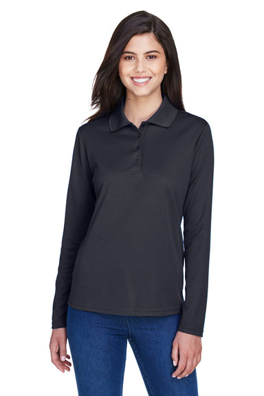 Core 365 78192 Womens Pinnacle Performance Moisture Wicking Long Sleeve Polo Shirt Carbon Grey Front