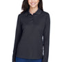 Core 365 Womens Pinnacle Performance Moisture Wicking Long Sleeve Polo Shirt - Carbon Grey