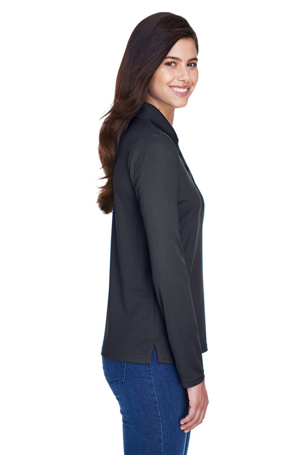 Core 365 78192 Womens Pinnacle Performance Moisture Wicking Long Sleeve Polo Shirt Carbon Grey Side