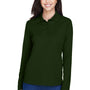 Core 365 Womens Pinnacle Performance Moisture Wicking Long Sleeve Polo Shirt - Forest Green
