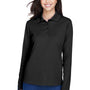 Core 365 Womens Pinnacle Performance Moisture Wicking Long Sleeve Polo Shirt - Black