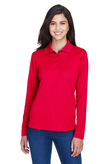 Core 365 78192 Womens Pinnacle Performance Moisture Wicking Long Sleeve Polo Shirt Red Front