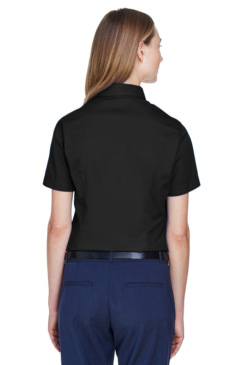 Core 365 78194 Womens Optimum Short Sleeve Button Down Shirt Black Back