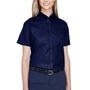 Core 365 Womens Optimum UV Protection Short Sleeve Button Down Shirt - Classic Navy Blue