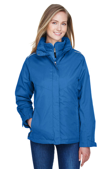 Core 365 78205 Womens Region 3-in-1 Water Resistant Full Zip Hooded Jacket Royal Blue Front
