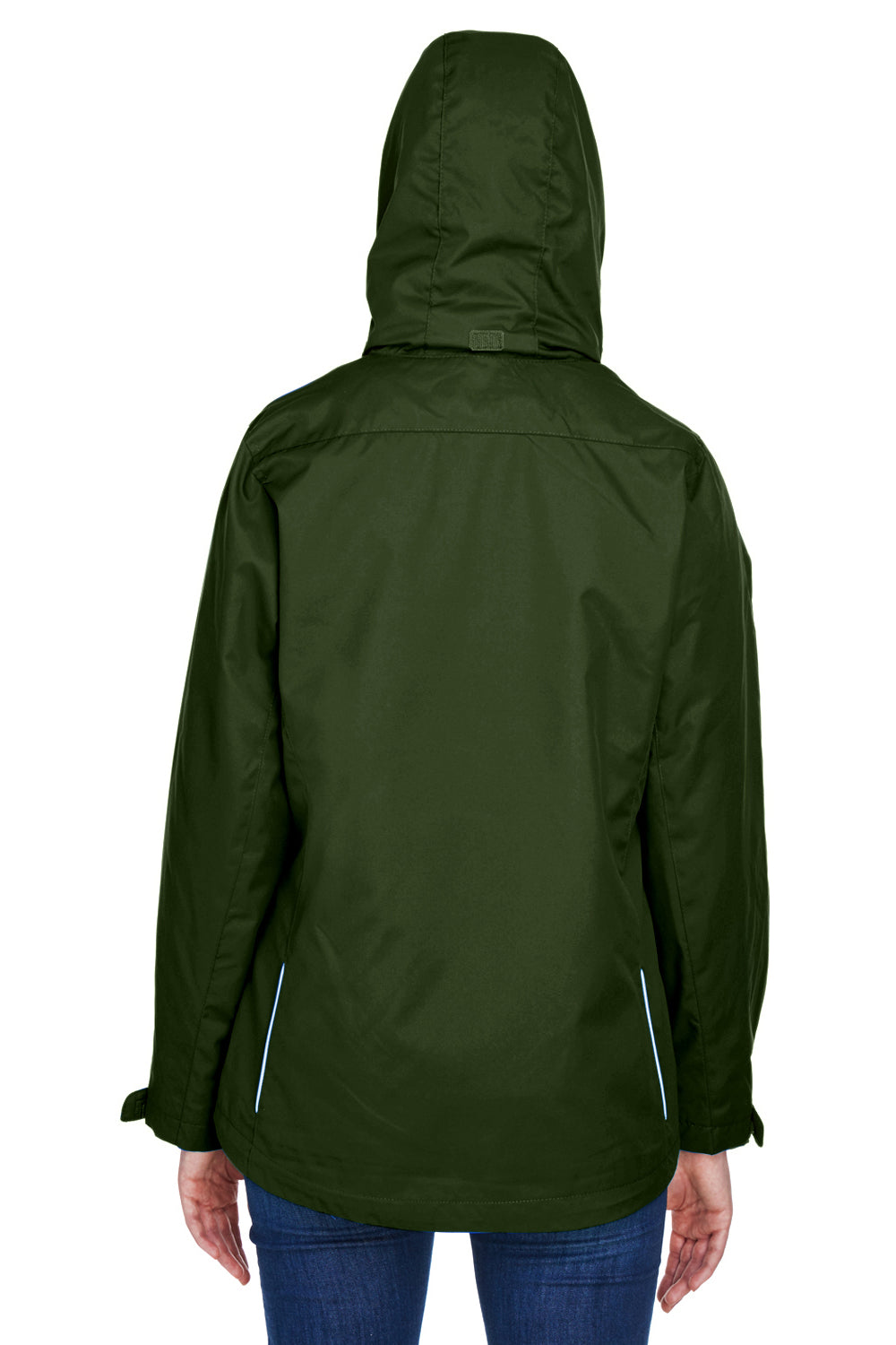 Core 365 78205 Womens Region 3-in-1 Water Resistant Full Zip Hooded Jacket Forest Green Back