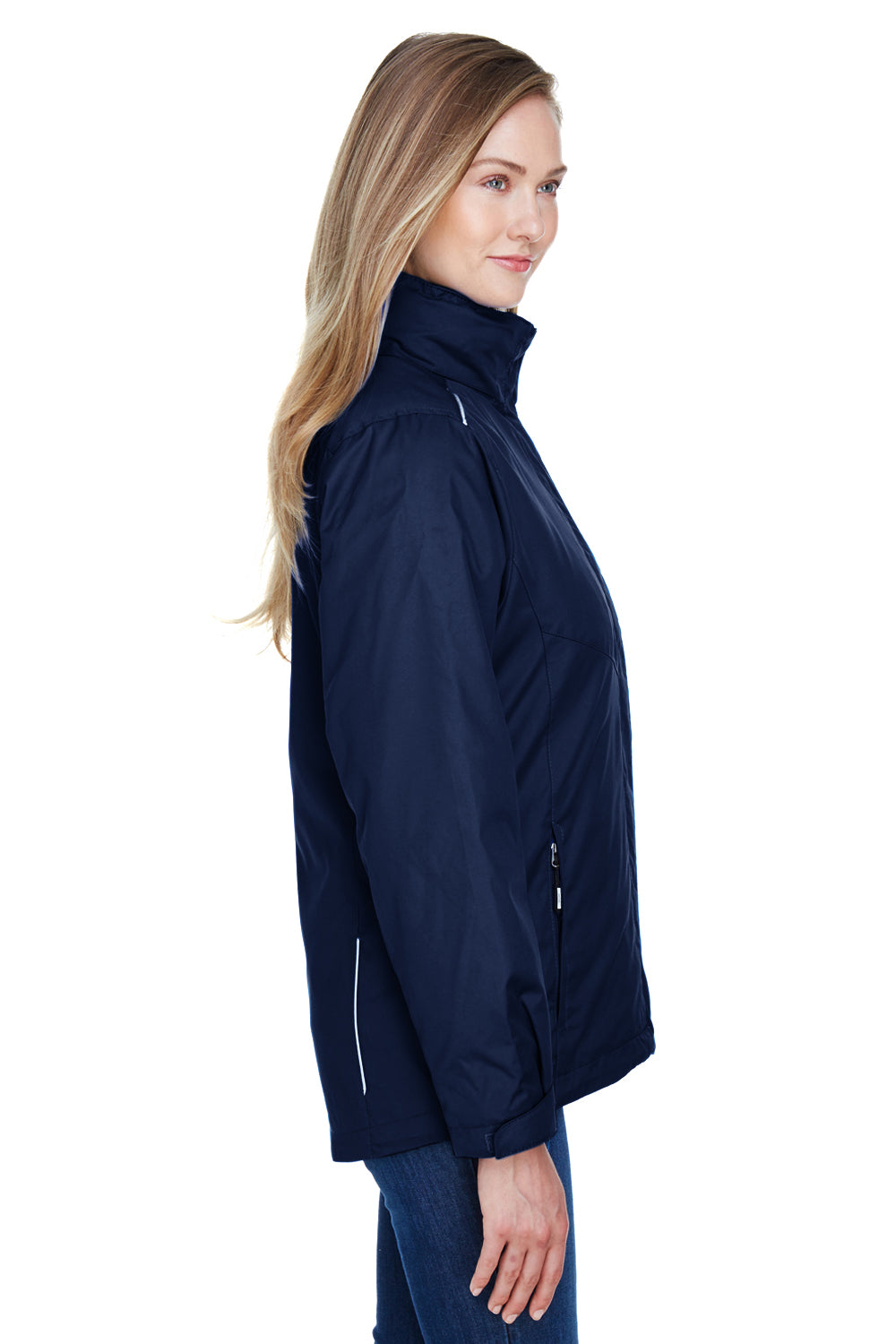 Core 365 78205 Womens Region 3-in-1 Water Resistant Full Zip Hooded Jacket Navy Blue Side