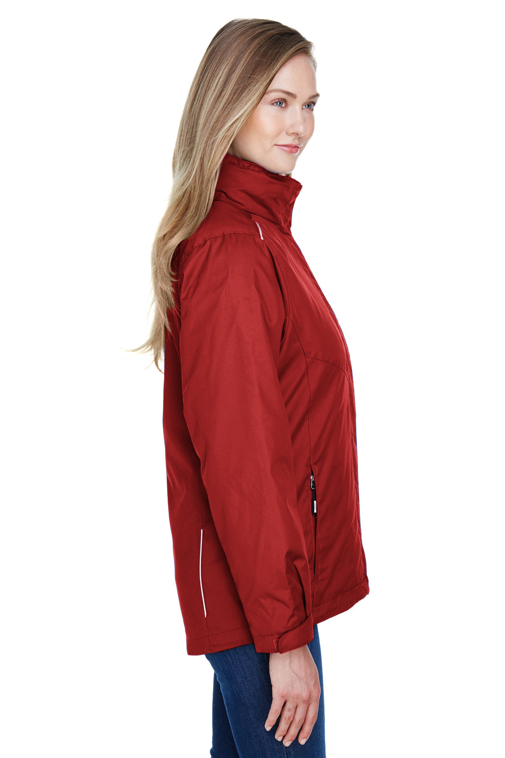 Core 365 78205 Womens Region 3-in-1 Water Resistant Full Zip Hooded Jacket Red Side