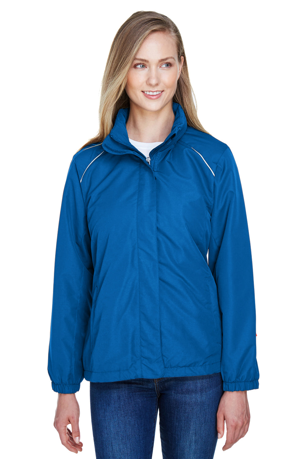 Core 365 78224 Womens Profile Water Resistant Full Zip Hooded Jacket Royal Blue Front
